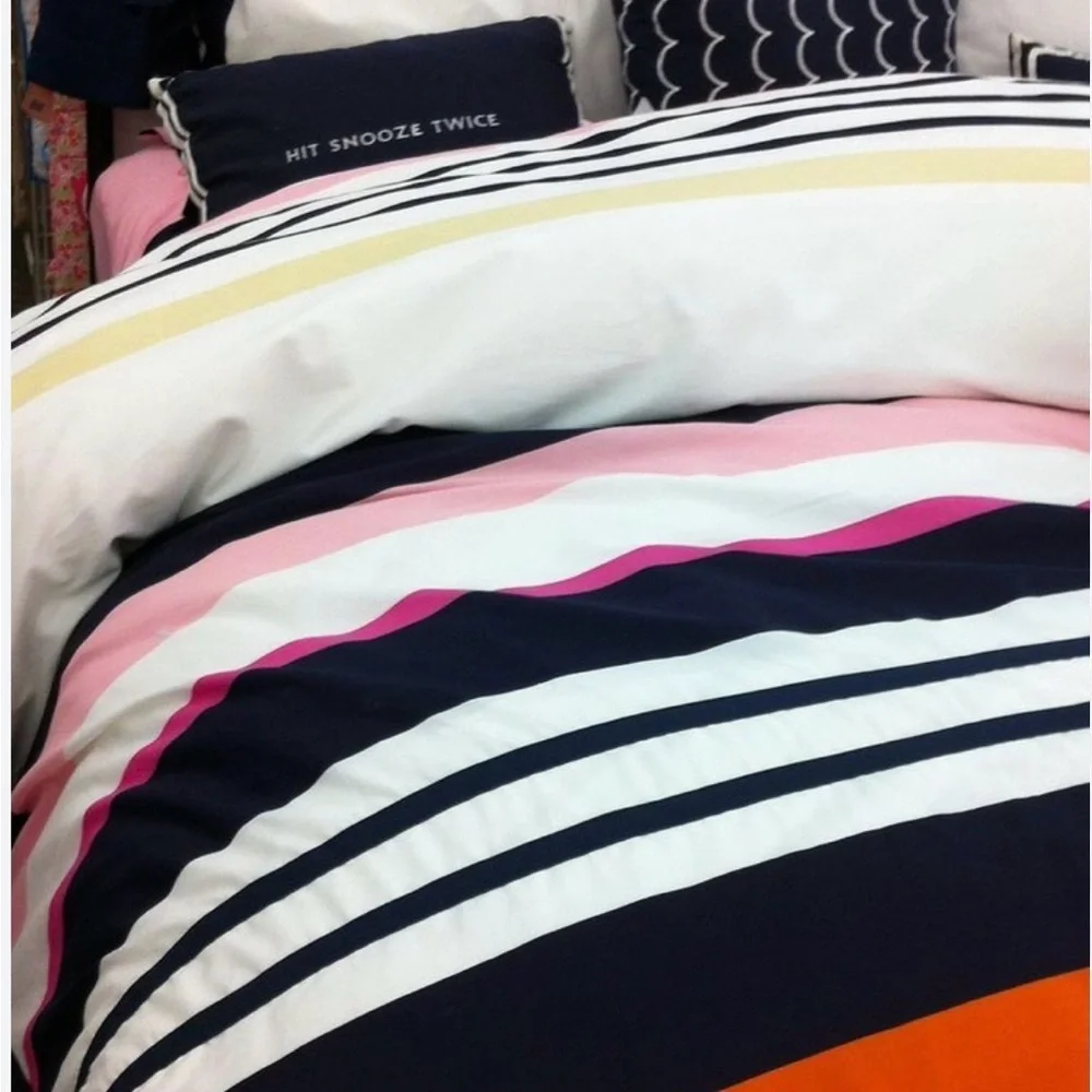 Kate Spade Striped Multicolor Duvet Cover Set- Twin x 2 Duvets